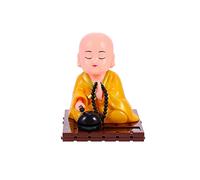 Estatua de Monje Buda Zen pequeño, Linda Figura de Monje Chino con Cabeza Solar Que sacude para la decoración Interior del hogar y el Coche, un Bonito Regalo.
