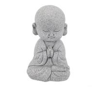 Estatua de monje pequeño hecha de resina de estilo chino para sala de estar, mesa de té, estante para decoración del hogar, adorno budista de cuatro posturas (no se mueve)