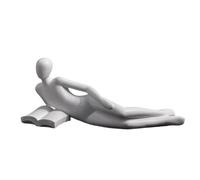 Estatua de mujer con resinas elegantes que piensan en la lectura abstracta para decoración de estantería y decoración de escritorio