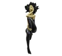 Estatua de niña afro, figura moderna de resina, elegante acento interior, escultura artística, adorno de escritorio para decoración del hogar, dormitorio, sala de estar, dormitorio, estudio
