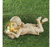 Estatua de niña de jarro de Fuego Solar de jardín Creativo: decoración caprichosa de Estatua y Escultura, Adornos Decorativos al Aire Libre para Patio de Patio Muy Personal (2pc)