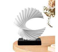Estatua De Ondas De Resina: Figura Decorativa Inspirada En El Océano, Escultura Abstracta Blanca Dorada | Ornamento Del Hogar Contemporáneo Para La Mesa De La Noche De La Barda De La Biblioteca De Esc