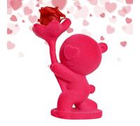 Estatua de oso, oso de flores para novia, decoración romántica de escritorio para el día de la madre, día de San Valentín, para mamá, mujeres, cumpleaños para ella