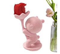 Estatua de oso para regalo de novia | Decoración Flocada Animal Romántica para mujer Oficina Hogar Sala de estar Dormitorio Baño Cocina Entrada Fiesta San Valentín Cumpleaños Habitación