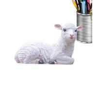 Estatua de oveja de resina sintética - Figura de cabra de jardín al aire libre, arte escultural de animales de granja, decoración de patio trasero, patio, patio, patio, interior, salón, ventana