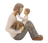 Estatua de padre e hijo pintada a mano, aspecto realista, figura familiar de resina resistente, moderna para oficina, sala de estar, colección de decoración de recuerdo, regalo para sus hombres y