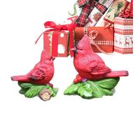 Estatua de pájaro rojo, decoración de pájaros rojos en miniatura, decoración de pájaros rojos, adorno de mesa de resina para vacaciones, para invierno, vacaciones, interior, exterior, jardín, fiesta