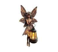 Estatua de para exteriores, solar resistente a la intemperie | Estatua solar de jardín de hadas, luz de hadas al aire libre | Linterna de resina solar decoración de hadas para patio