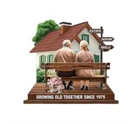 Estatua de pareja creciendo juntos, esculturas de madera para parejas de viejos juntos, placa de madera personalizada para parejas, símbolo de amor duradero, decoración del hogar, regalo de cumpleaños