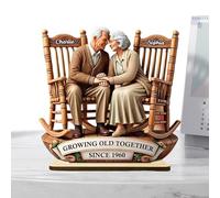 Estatua de pareja creciendo viejos juntos, creciendo viejo juntos figura de pareja | Madera creciendo viejo juntos modelo,Simboliza amor duradero, adorno romántico de madera para esposa amigo marido