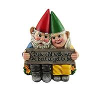 Estatua de Pareja de gnomos de jardín, Adorno de gnomo Travieso, Adornos de jardín al Aire Libre, Estatua romántica de Pareja enana creciendo Juntos