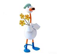 Estatua de pato de bienvenida, adorno de metal para jardín, animal de hierro para patio al aire libre, patio, césped, decoración rústica de entrada del hogar, idea de figura resistente a la intemperie