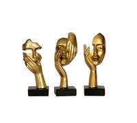 Estatua de pensador Dawbun de 3 piezas, dorada, para decoraci n del hogar, escultura abstracta de resina, figuras de pensador para escritorio, of