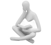 Estatua de pensador, escultura de arte abstracto, decoración de mujer, figura moderna sentada, figura de resina abstracta, adorno para decoración del hogar y la oficina (blanco)