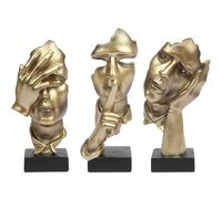 Estatua de pensador Prosfalt de 3 piezas, ""El silencio es oro"", arte abstracto, figura decorativa de resina moderna para el hogar, decoraci n par