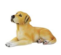 Estatua de perro de jardín, bonita figura de perro labrador, hecha a mano, resina, escultura, colección de animales, adornos para el hogar, color negro y amarillo