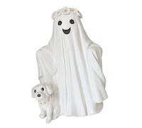 Estatua de perro fantasmal de Halloween, escultura de resina, decoración de terror para interiores y exteriores, para jardín, porche, estante, centro de, estatuas, decoración de jardín, interior
