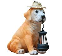 Estatua de perro para jardín con energía solar y linterna LED retro luz solar de resina para perro labrador estatua de perro impermeable para patio porche balcón casa estilo 1