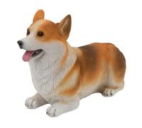 Estatua de perro pequeño, bonita escultura de corgi para jardín, resina creativa, paisajismo, decoración para interiores y exteriores, color marrón, marrón
