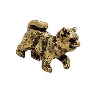 Estatua de perro rural chino de latón tradicional del zodiaco animal en miniatura, decoración para el hogar, oficina, escritorio, adorno de latón de latón rural chino, estatua en miniatura Fengshui