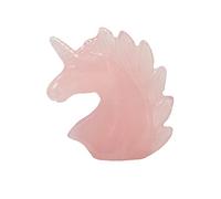 Estatua de piedra de unicornio tallada a mano de 2 ", piedras preciosas de cristal curativo tallado estatuilla energía curativa escultura de unicornio de cristal escultura de Reiki