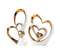 Estatua de porcelana con doble corazón, decoración de corazón de cerámica, estatua de amor, escultura moderna para decoración del hogar para sala de estar, gabinete de vino, dormitorio, mesa de café