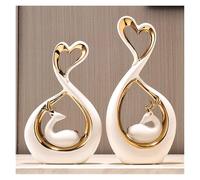 Estatua de porcelana con doble corazón, decoración de corazón de cerámica, estatua de amor, escultura moderna para decoración del hogar para sala de estar, gabinete de vino, dormitorio, mesa de café