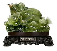 Estatua de rana del dinero Feng Shui (rana de riqueza de tres patas o sapo del dinero) + juego de 10 monedas antiguas de la suerte en cuerda roja, atrae riqueza y buena suerte, decoración de Feng