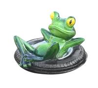 Estatua de Rana | Figura de Rana Verde Flotante - Escultura Animal Recostada sobre Neumático Decoración para Jardín Patio Balcón Piscina Exterior