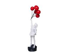 Estatua De Resina Con Diseño De Niña Con Globo Volador De Banksy Art Adorno Artesanal Estatua Decorativa El Hogar Escultura De Arte Moderno For Decoración Del Hogar Y La Sala De Estar,Regalo(White1)