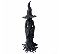 Estatua de resina de bruja del bosque, pintada a mano, temática gótica, decoración del hogar para Halloween y exhibiciones de brujería (pequeña)