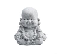 Estatua de resina de Buda sonriente grasa, perfecta para decoración de jardín o pieza de acento interior con un aspecto de piedra arenisca (C)