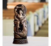 Estatua de resina de dios nórdico, panteones escandinavos, estatua de Thor, estatuas de dioses nórdicos, regalos, figuritas, gabinete de vino for el hogar, estante, estantería, escultura, Orament ( Co