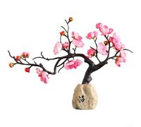 Estatua de resina de estilo chino para decoración del hogar, oficina o boda, rojo/rosa/blanco, 29 x 29 x 7 cm (Wu + polvo)