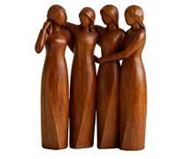 Estatua de resina de la amistad de 4 hermanas, figura de madera, escultura de hermana, decoración del hogar, estatua de resina para hermana, para el hogar y regalos