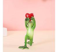 Estatua de resina de rana para decoración del hogar y el escritorio, tema Marry Me, linda escultura de amor divertida, 8 x 6 x 17 cm, verde (niños)