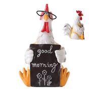 Estatua de resina decorativa de pollo: decoración de jardín figura de gallina de resina de gallo, estatua de jardín de gallina, decoración de gallina, estatua de gallina sentada, para casa, oficina