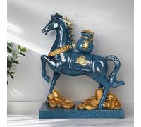 Estatua de resina del Año del Caballo 2026, figuras de caballos de Feng Shui, adornos para mesa de hogar u oficina para la buena suerte, el éxito y la riqueza.(C,27x11x32CM)
