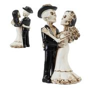 Estatua de resina para parejas, figura gótica de boda, decoración romántica de calavera, escultura de novio ajustable, modelo de hueso decorativo | Estatua del Día de de Resina para