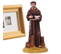 Estatua de Resina Pintada a Mano con y Cruz, Estatua de San Francisco, Estatua de Mesa, inspiración orante, colección renacentista, decoración del hogar, Regalo piadoso