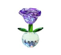 Estatua de rosa de cristal, decoración de rosas de cristal de 3.35 x 2.36 pulgadas, utilizada para bodas, decoración del hogar, aniversarios (morado)