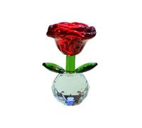Estatua de rosa de cristal, decoración de rosas de cristal de 3.35 x 2.36 pulgadas, utilizada para bodas, decoración del hogar, aniversarios (rojo)