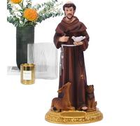 Estatua de San Francisco de Asís,Adorno de Estatua de Resina con y Cruz | Estatua de Escritorio, inspiración orante, colección renacentista, decoración del hogar, Regalo Devoto