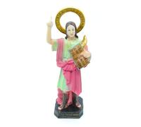 Estatua de San Pancracio, Figura Religiosa Decorativa, 30 cm, Resina, Rosa y Verde Pancras de Roma San Figura de Jesús católico Estatua de Jesús Figura de crucifixión Cristo Ornamento Religioso