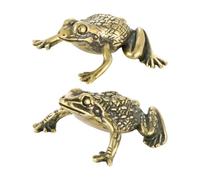 Estatua de sapo de dinero de Feng Shui - Figura de rana de latón, decoraciones de riqueza de , 2 piezas, té chino, coleccionable para caja registradora, oficina, hogar, calentamiento