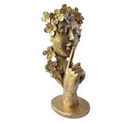 Estatua De Silencio Dorado, Escultura De Resina Con Rostro Creativo, Escultura De Pensador, DecoracióN De Escritorio Con EstanteríA Para El Hogar Y La Oficina De Arte Moderno,Gold