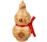 Estatua de símbolo de riqueza chino Wu Lou buena suerte Feng Shui calabaza de madera de melocotón chino decoración de madera artesanías para el hogar adornos de calabazas adornos del tesoro estatuilla