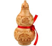 Estatua de símbolo de riqueza chino Wu Lou buena suerte Feng Shui calabaza de madera de melocotón chino decoración de madera artesanías para el hogar adornos de calabazas adornos del tesoro estatuilla