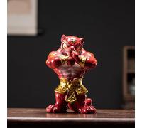 Estatua de Tigre, Figura de Tigre musculoso, Estatua de cerámica de 16 cm de Alto, Rey del Bosque, para decoración del hogar y la Oficina, un Bonito Regalo para Hombres.