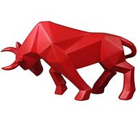 Estatua de toro, Resina, Escultura de toros, Taurus Bull Sculpture Decoración del hogar, Mercado de bolsa, Lucky of Carrera y estatuas de riqueza, Figura abstracta, Regalo de negocios ( Color : Red )